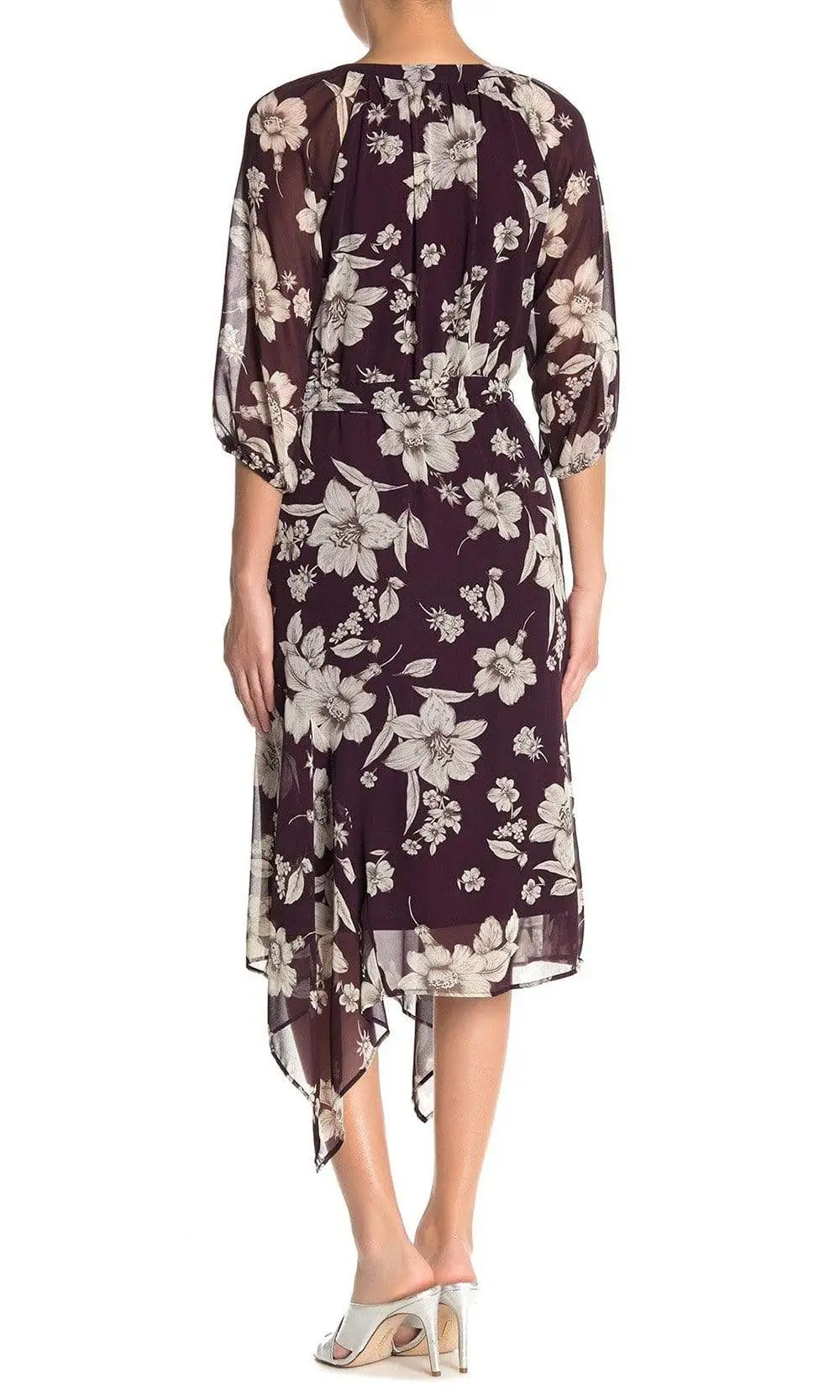Maison Tara - 91136M Tea Length Floral Faux Wrap Style Dress 2 Maison Tara - 91136M Tea Length Floral Faux Wrap Style Dress - Image 2