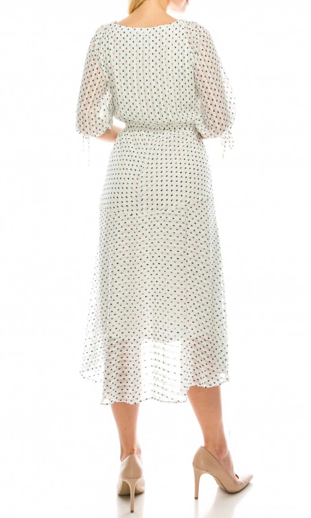 Maison Tara - 95043M Tea Length Polkadot Button Down Dress 2 Maison Tara - 95043M Tea Length Polkadot Button Down Dress - Image 2