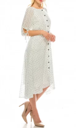 Maison Tara - 95043M Tea Length Polkadot Button Down Dress 8 Maison Tara - 95043M Tea Length Polkadot Button Down Dress -Hot Sale WEDDING Store maison tara 95043m tea length polkadot button down dress wedding guest 14755428434003