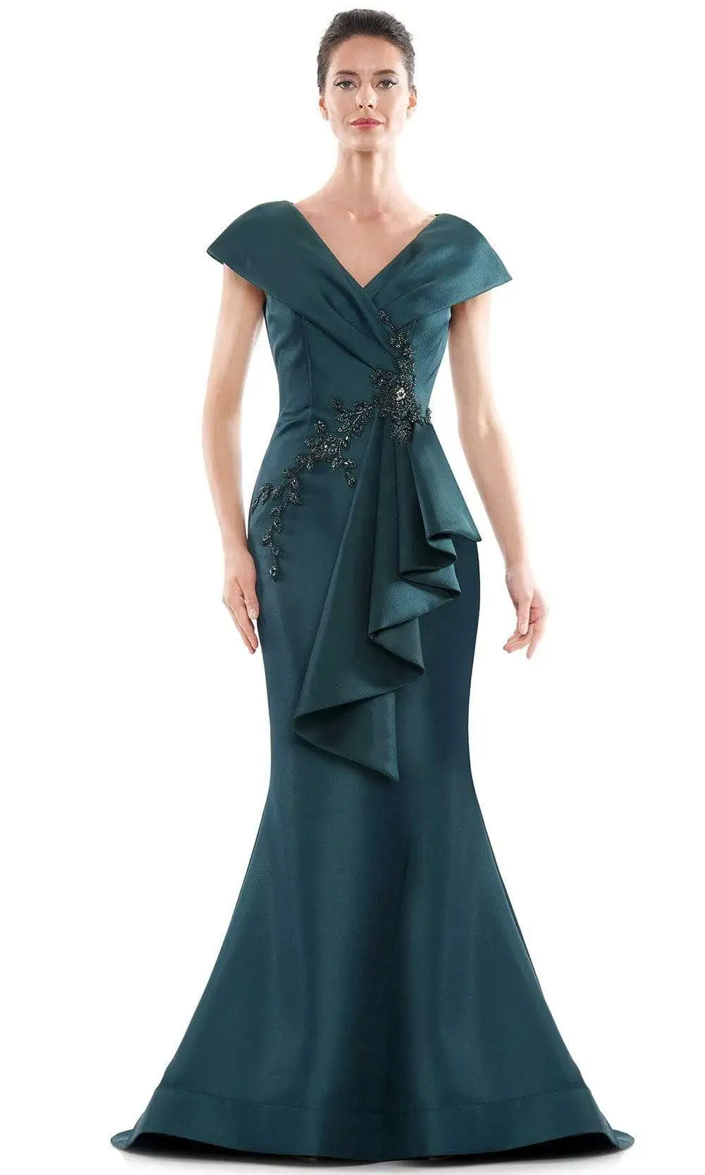 Marsoni By Colors - Cap Sleeves Pleated Front Mermaid Gown MV1086 - 1 Pc Navy In Size 10 Available 1 Marsoni By Colors - Cap Sleeves Pleated Front Mermaid Gown MV1086 - 1 Pc Navy In Size 10 Available