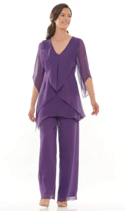 Marsoni By Colors - M308 V-Neck Half Sleeves Pantsuit -Hot Sale WEDDING Store marsoni by colors m308 v neck half sleeves pantsuit mother of the bride dresses 6 eggplant 28651071045715