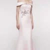 Marsoni By Colors - MV1003 Off Shoulder Jewel Accented Mermaid Gown