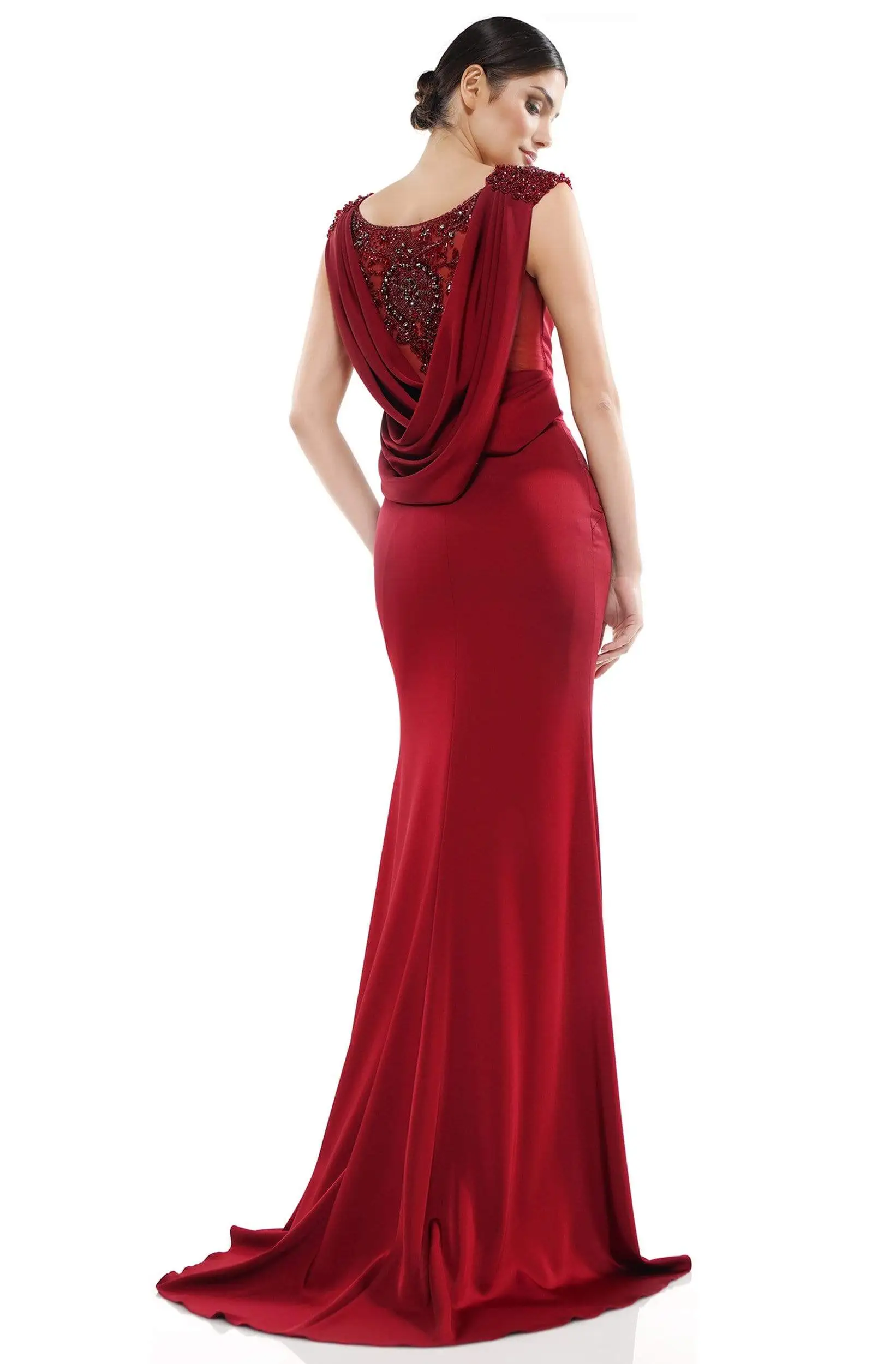 Marsoni By Colors - MV1023 Beaded Bateau Trumpet Dress 4 Marsoni By Colors - MV1023 Beaded Bateau Trumpet Dress - Image 4