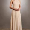 Mary's Bridal - Halter Neck Chiffon Sheath Dress MB7057 - 1 Pc Champagne In Size 8 Available