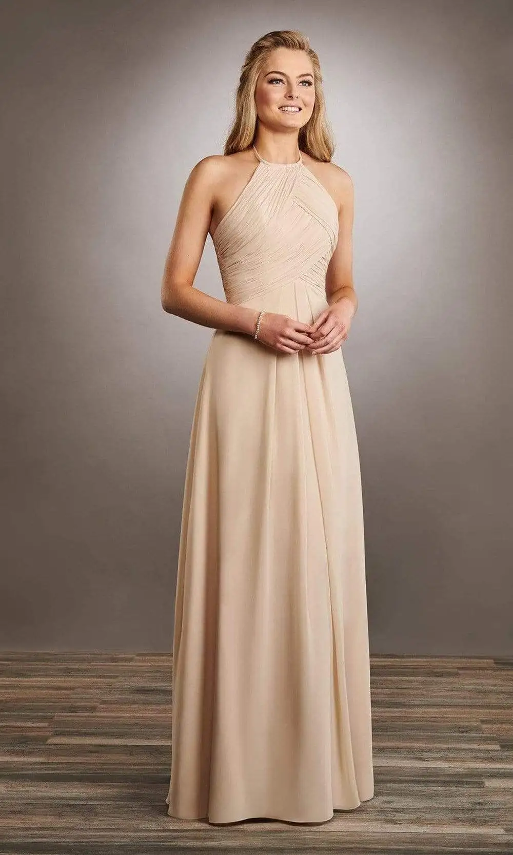 Mary's Bridal - Halter Neck Chiffon Sheath Dress MB7057 - 1 Pc Champagne In Size 8 Available 1 Mary's Bridal - Halter Neck Chiffon Sheath Dress MB7057 - 1 Pc Champagne In Size 8 Available