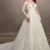Mary's Bridal - MB2070 Sheer Appliqued Off Shoulder A-Line Bridal Gown