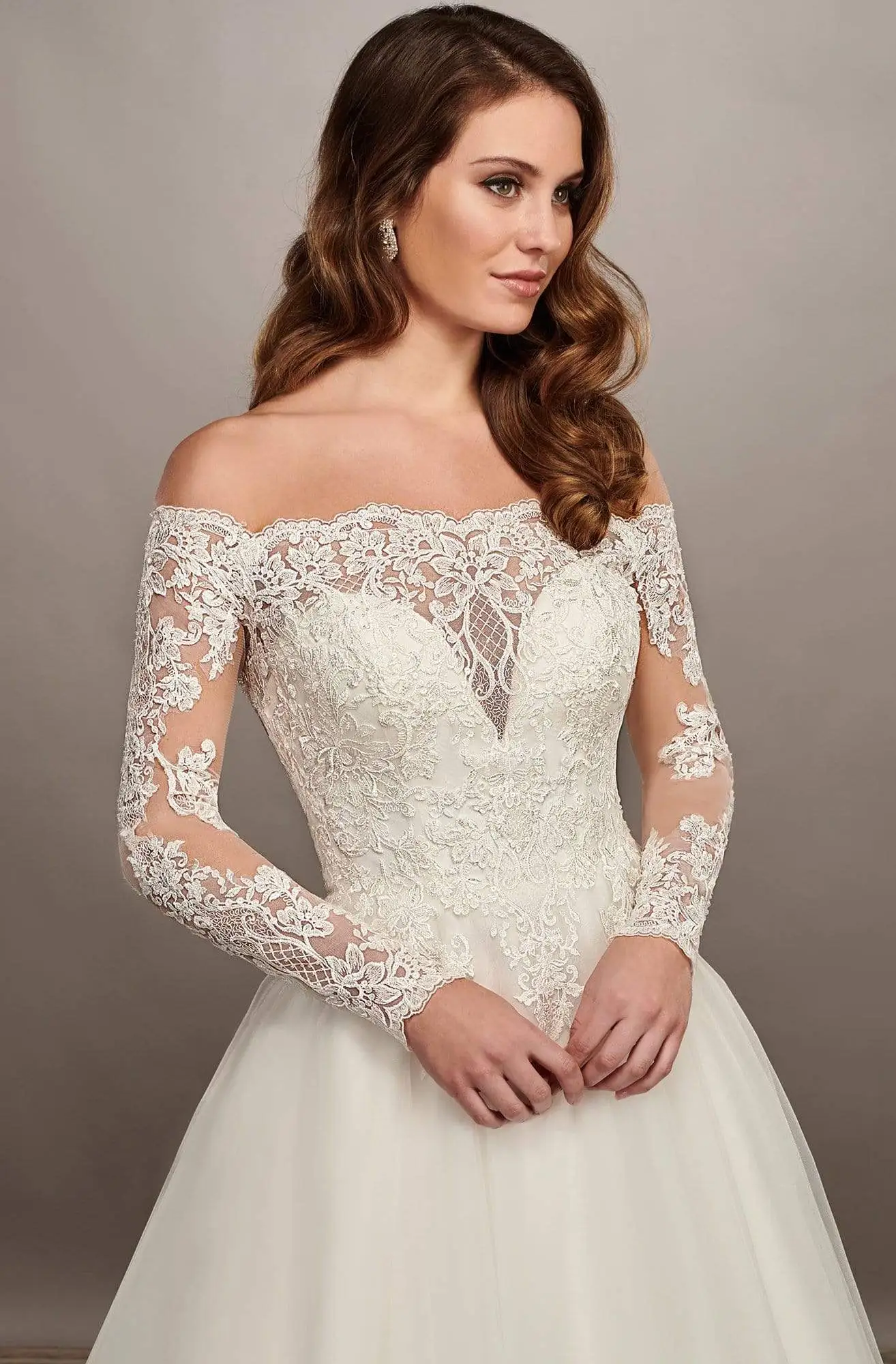 Mary's Bridal - MB2070 Sheer Appliqued Off Shoulder A-Line Bridal Gown 3 Mary's Bridal - MB2070 Sheer Appliqued Off Shoulder A-Line Bridal Gown - Image 3