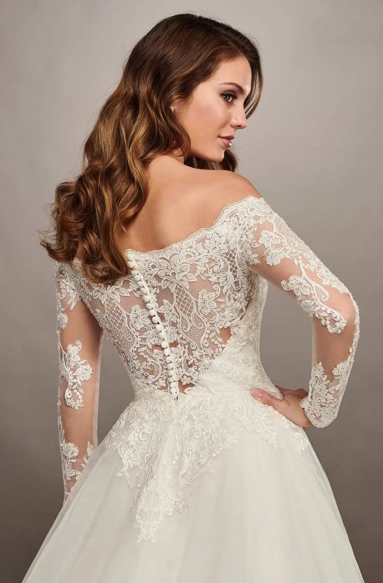 Mary's Bridal - MB2070 Sheer Appliqued Off Shoulder A-Line Bridal Gown 4 Mary's Bridal - MB2070 Sheer Appliqued Off Shoulder A-Line Bridal Gown - Image 4