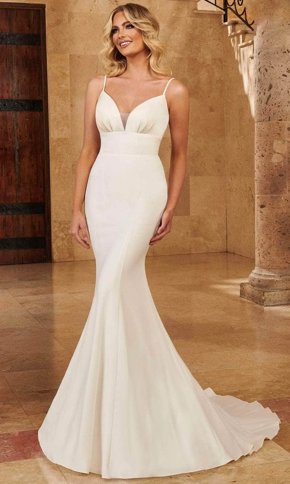 Mary's Bridal MB2127 - Sleeveless Deep V-Neck Wedding Gown 1 Mary's Bridal MB2127 - Sleeveless Deep V-Neck Wedding Gown