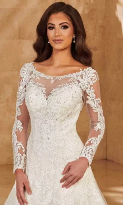 Mary's Bridal MB4125 - Long Sleeves Bateau Neck Wedding Gown 5 Mary's Bridal MB4125 - Long Sleeves Bateau Neck Wedding Gown -Hot Sale WEDDING Store mary s bridal mb4125 long sleeves bateau neck wedding gown bridal dresses 29953059979347