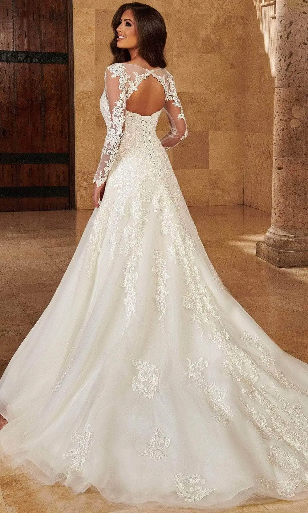 Mary's Bridal MB4125 - Long Sleeves Bateau Neck Wedding Gown 2 Mary's Bridal MB4125 - Long Sleeves Bateau Neck Wedding Gown - Image 2