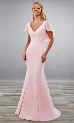 Mary's Bridal - MB7068 Deep V-Neck Chiffon Trumpet Dress