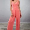 Mary's Bridal - MB7070 V-Neckline Ruched Jumpsuit