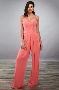 Mary's Bridal - MB7070 V-Neckline Ruched Jumpsuit