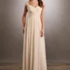 Mary's Bridal - MB8059 Lace V-Neck Chiffon Sheath Dress