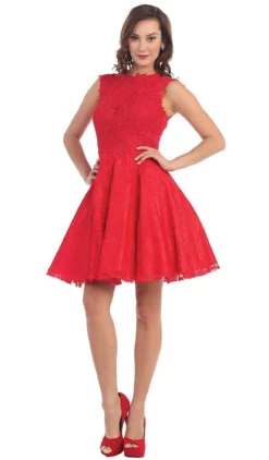 May Queen - Beaded Floral A Line Cocktail Dress -Hot Sale WEDDING Store may queen beaded floral a line cocktail dress bridesmaid dresses 4 red 5657533448249