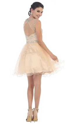 May Queen - Beaded Illusion Tulle Cocktail Dress -Hot Sale WEDDING Store may queen beaded illusion tulle cocktail dress special occasion dress 5657572081721