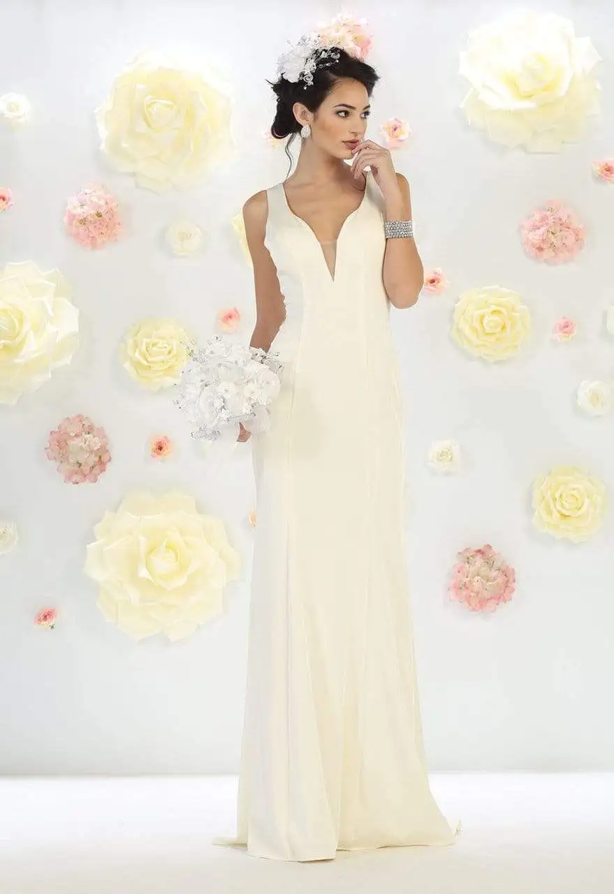 May Queen Bridal - MQ1431 Sleeveless Plunging Trumpet Gown 2 May Queen Bridal - MQ1431 Sleeveless Plunging Trumpet Gown - Image 2