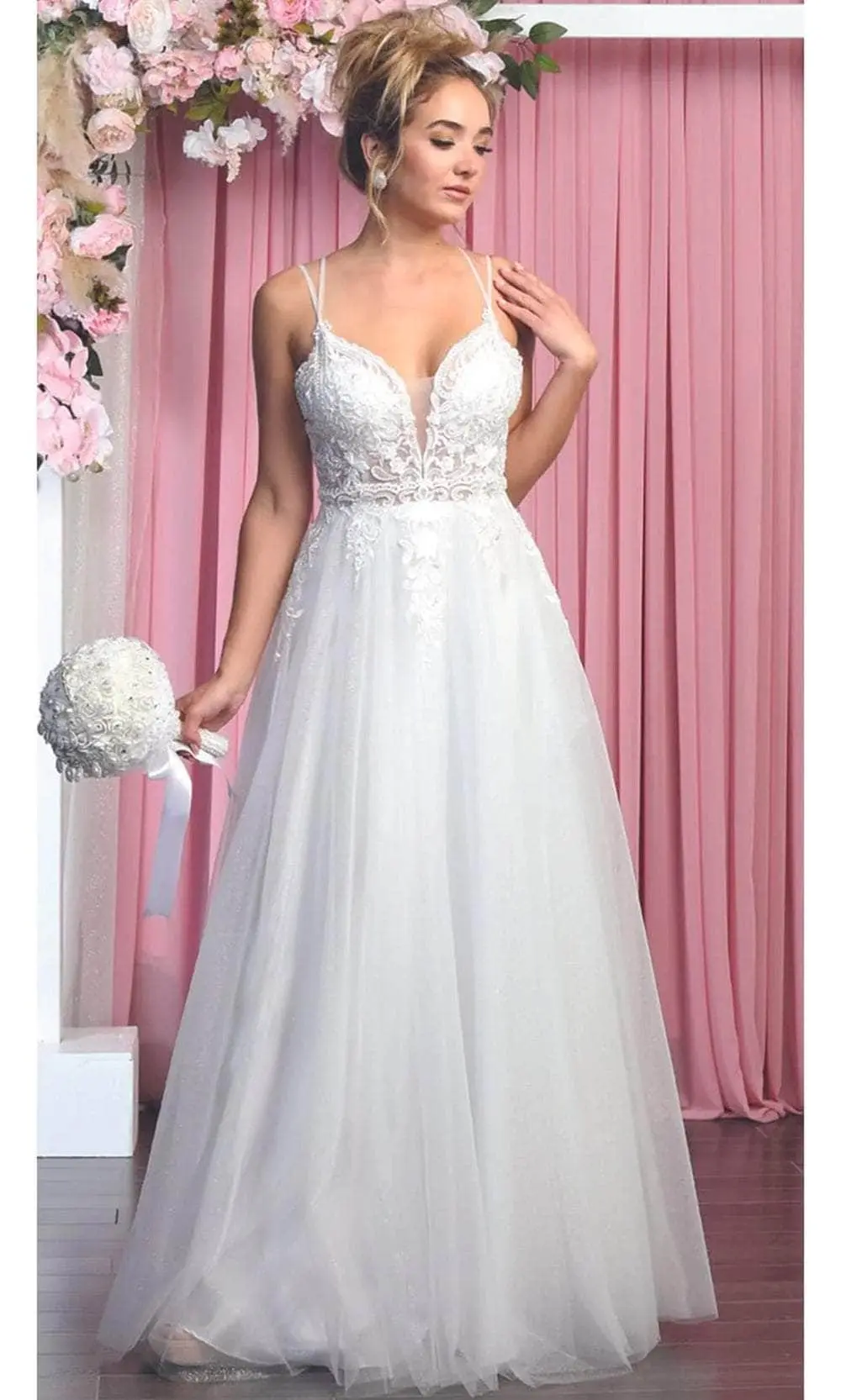 May Queen Bridal RQ7907 - Embellished V-Neck A-Line Dress 1 May Queen Bridal RQ7907 - Embellished V-Neck A-Line Dress