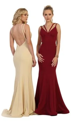 May Queen - Dual Banded Fitted Trumpet Evening Dress -Hot Sale WEDDING Store may queen dual banded fitted trumpet evening dress special occasion dress 2 burgundy 29044480901203