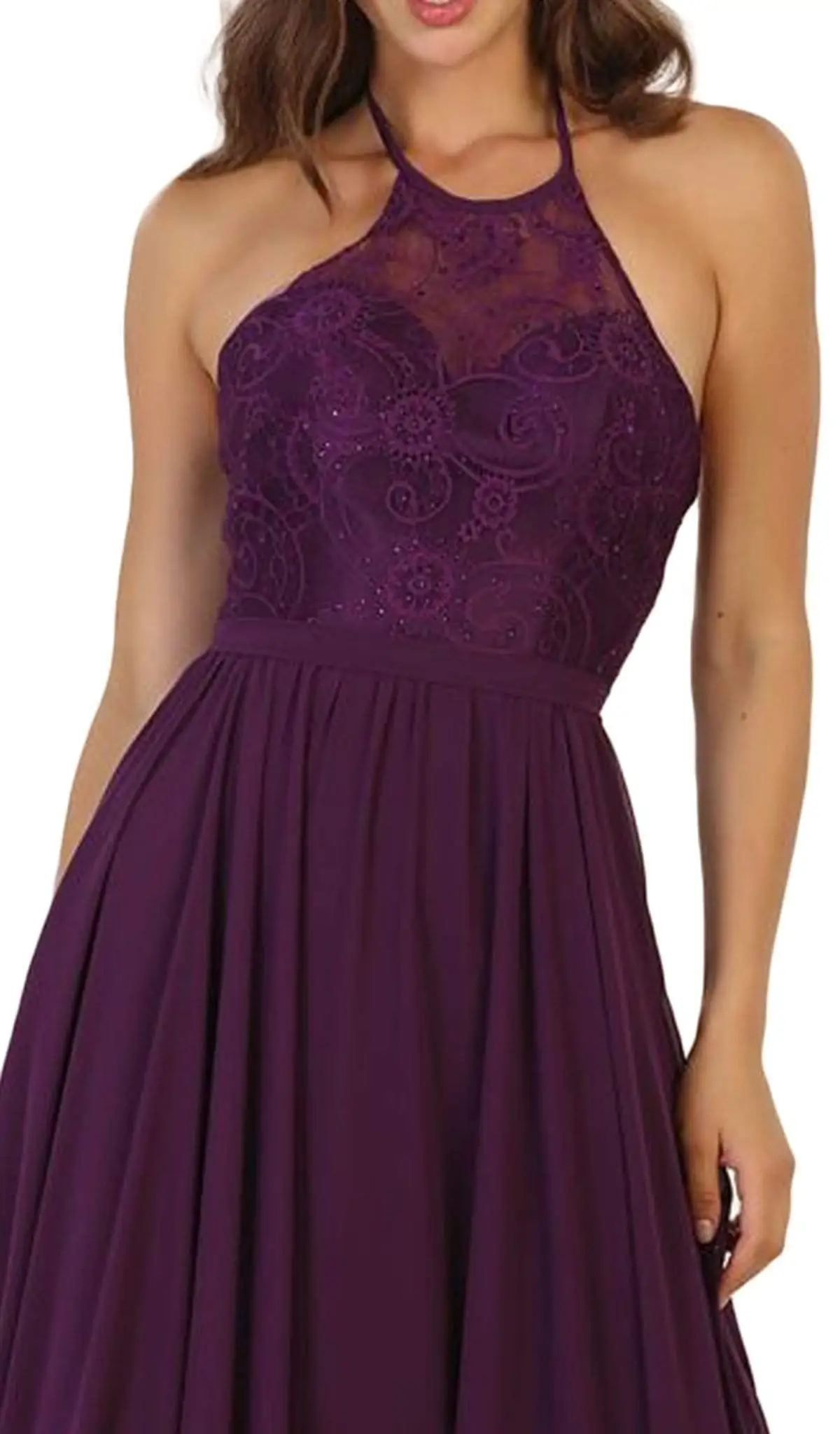 May Queen - Embellished Illusion Halter A-line Evening Dress 3 May Queen - Embellished Illusion Halter A-line Evening Dress - Image 3