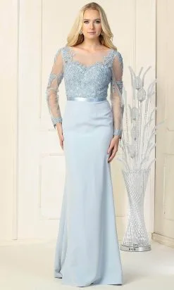 May Queen - Embroidered Bateau Evening Gown MQ1847