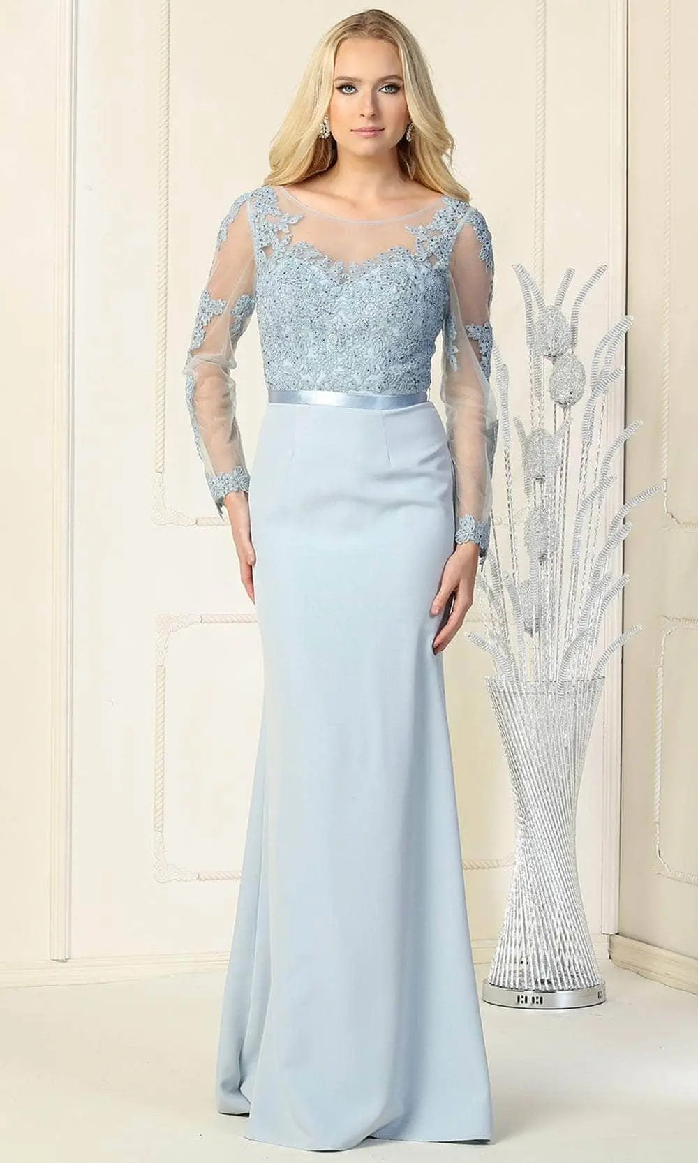 May Queen - Embroidered Bateau Evening Gown MQ1847 1 May Queen - Embroidered Bateau Evening Gown MQ1847