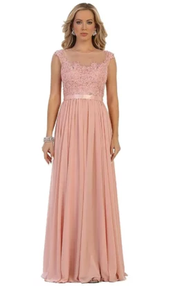 May Queen - Illusion Jewel A-Line Evening Dress -Hot Sale WEDDING Store may queen illusion jewel a line evening dress 1 pc blush in size 26 available ccsale 26 blush 14800221700179