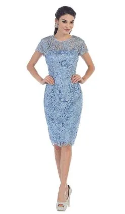 May Queen - Jewel Short Sleeves Scalloped Lace Cocktail Dress -Hot Sale WEDDING Store may queen jewel short sleeves scalloped lace cocktail dress ccsale xl perrywinkle 31591217168467