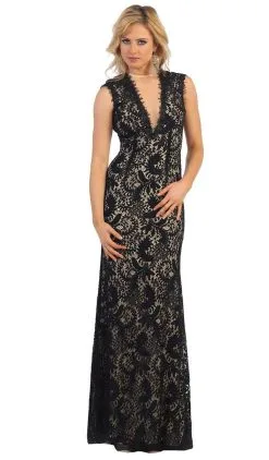 May Queen - Lace Illusion Sheath Evening Dress