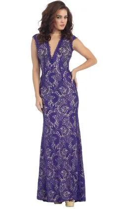 May Queen - Lace Illusion Sheath Evening Dress -Hot Sale WEDDING Store may queen lace illusion sheath evening dress special occasion dress 4 purple 5659161722937