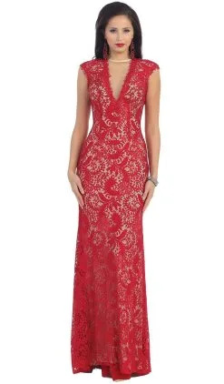 May Queen - Lace Illusion Sheath Evening Dress -Hot Sale WEDDING Store may queen lace illusion sheath evening dress special occasion dress 4 red 5659161788473