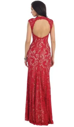 May Queen - Lace Illusion Sheath Evening Dress -Hot Sale WEDDING Store may queen lace illusion sheath evening dress special occasion dress 5659161821241