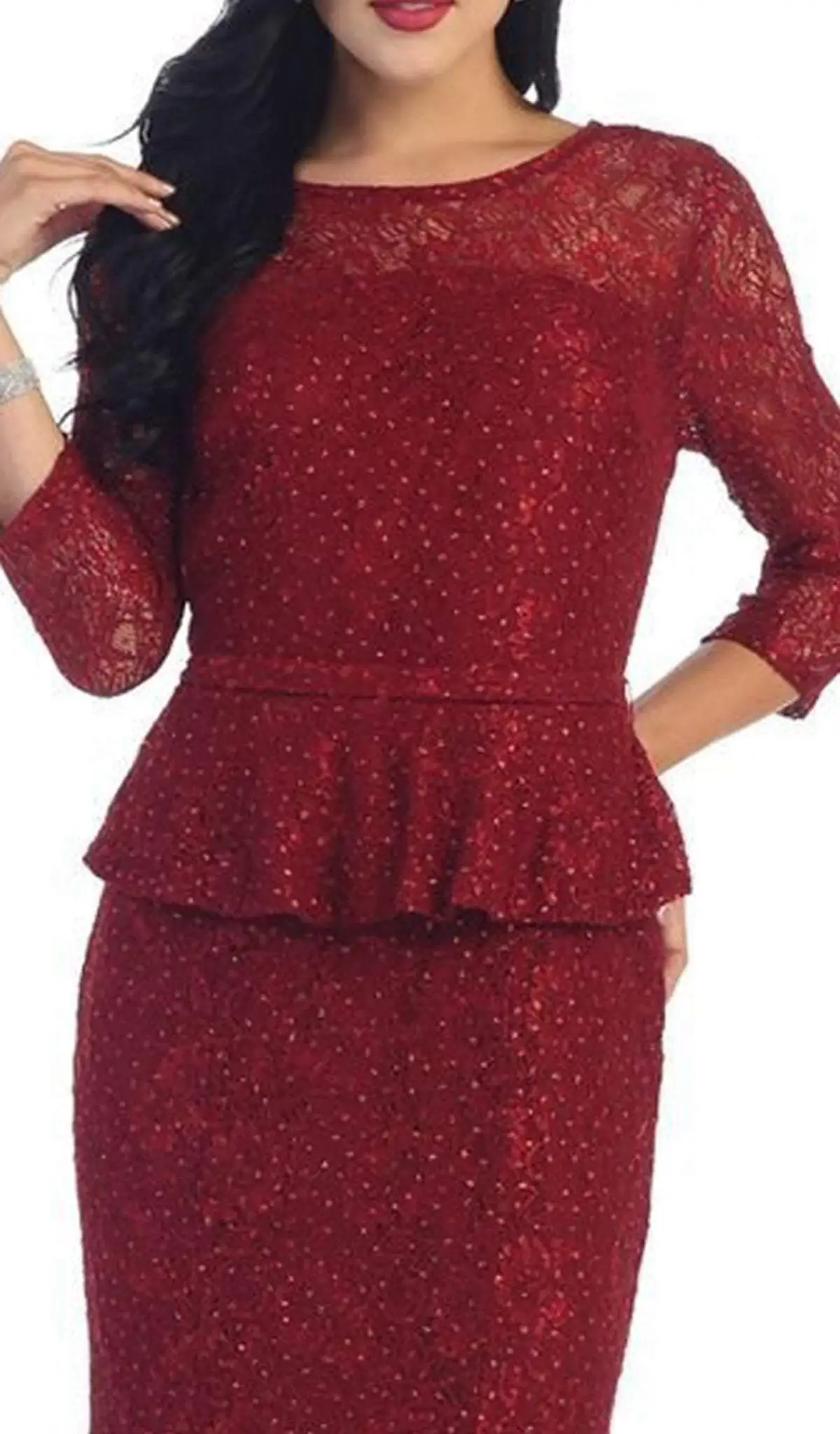 May Queen - Laced Illusion Bateau Peplum Evening Dress 5 May Queen - Laced Illusion Bateau Peplum Evening Dress - Image 5