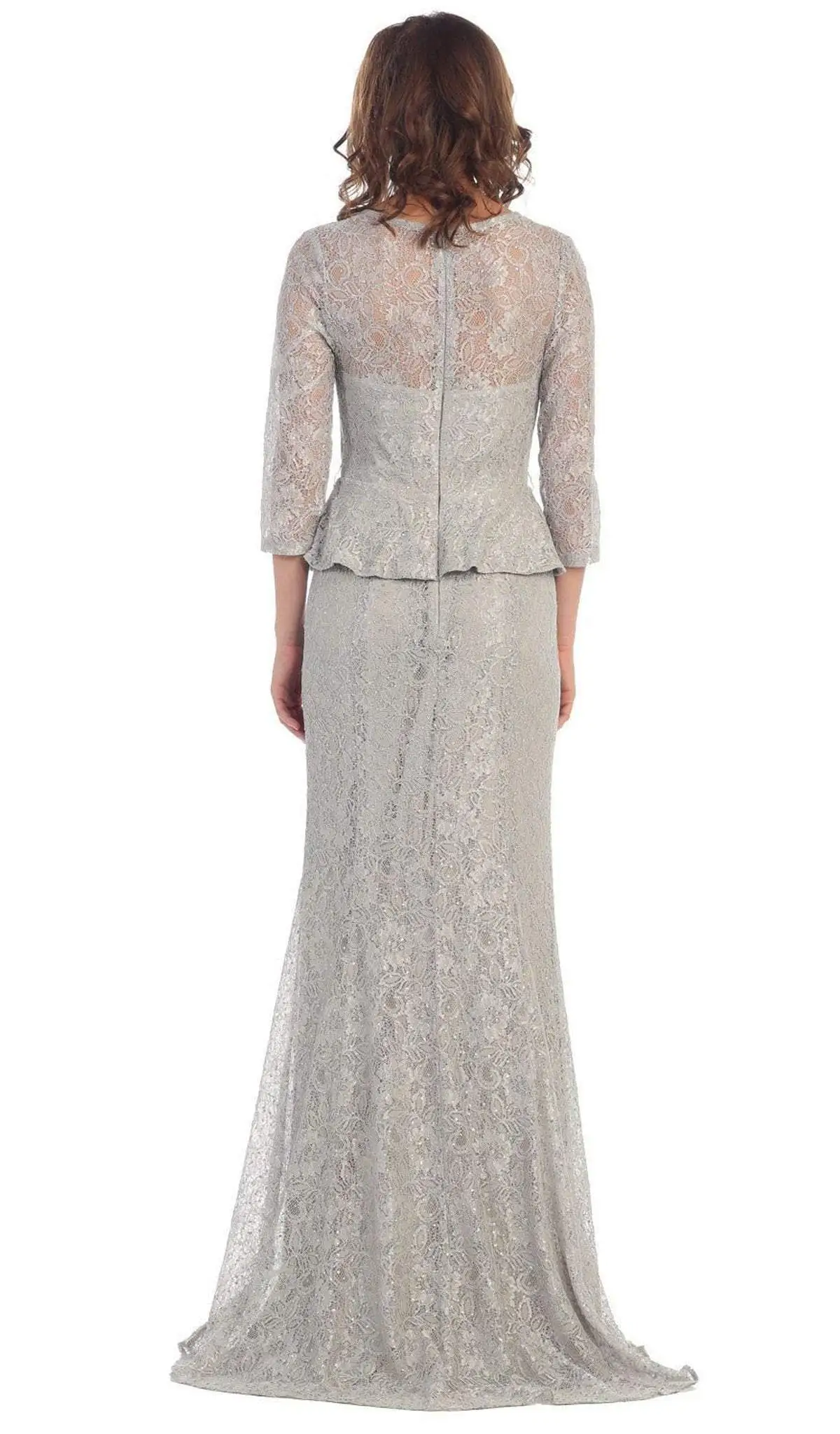 May Queen - Laced Illusion Bateau Peplum Evening Dress 2 May Queen - Laced Illusion Bateau Peplum Evening Dress - Image 2