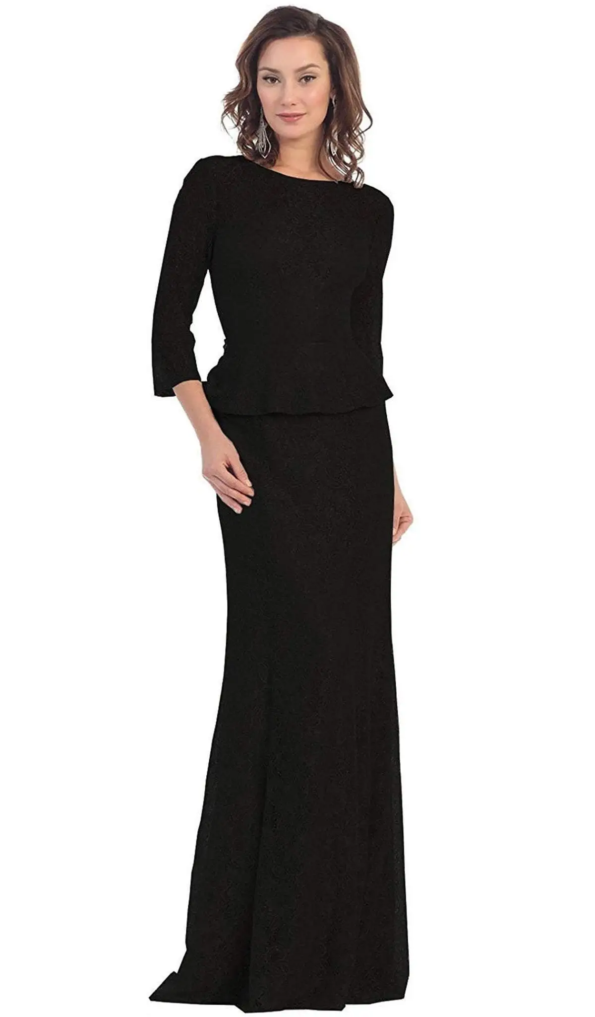 May Queen - Laced Illusion Bateau Peplum Evening Dress 6 May Queen - Laced Illusion Bateau Peplum Evening Dress - Image 6