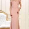 May Queen - Laced Off Shoulder Evening Gown MQ1529 - 1 Pc Blush In Size 4 Available