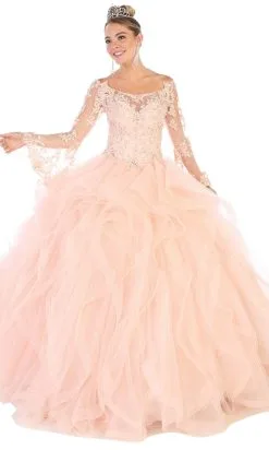 May Queen LK109 - Floral Applique Ballgown -Hot Sale WEDDING Store may queen lk109 floral applique ballgown ball gowns 4 blush 31627133222995
