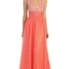 May Queen - MQ1199 Dazzling Sleeveless Beaded And Laced Scoop Neck A-Line Evening Dress