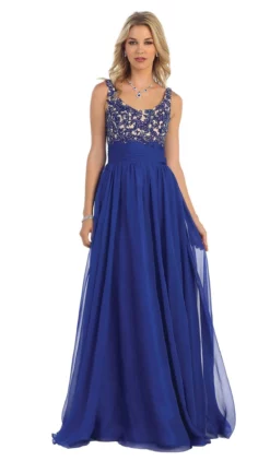 May Queen - MQ1199 Dazzling Sleeveless Beaded And Laced Scoop Neck A-Line Evening Dress -Hot Sale WEDDING Store may queen mq1199 dazzling sleeveless beaded and laced scoop neck a line evening dress special occasion dress 4 royal 5659214839865