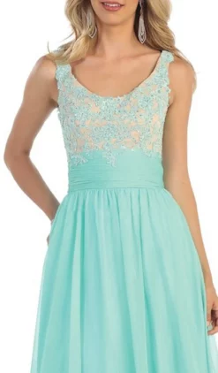 May Queen - MQ1199 Dazzling Sleeveless Beaded And Laced Scoop Neck A-Line Evening Dress -Hot Sale WEDDING Store may queen mq1199 dazzling sleeveless beaded and laced scoop neck a line evening dress special occasion dress 5659214676025