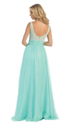 May Queen - MQ1199 Dazzling Sleeveless Beaded And Laced Scoop Neck A-Line Evening Dress -Hot Sale WEDDING Store may queen mq1199 dazzling sleeveless beaded and laced scoop neck a line evening dress special occasion dress 5659214708793