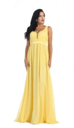 May Queen - MQ1225B Sleeveless Plunging Interweaved Prom Gown -Hot Sale WEDDING Store may queen mq1225b sleeveless plunging interweaved prom gown bridesmaid dresses 22 yellow 5658048004153