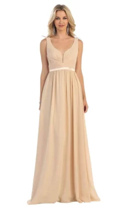 May Queen - MQ1225B Sleeveless Plunging Interweaved Prom Gown -Hot Sale WEDDING Store may queen mq1225b sleeveless plunging interweaved prom gown bridesmaid dresses 28592437264467