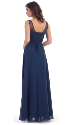 May Queen - MQ1266B Laced-Up Illusion Neck A-Line Prom Dress -Hot Sale WEDDING Store may queen mq1266b laced up illusion neck a line prom dress bridesmaid dresses 22 royal 29064888549459