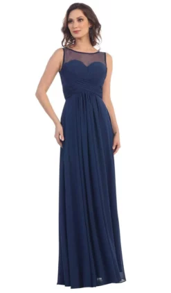 May Queen - MQ1266B Laced-Up Illusion Neck A-Line Prom Dress -Hot Sale WEDDING Store may queen mq1266b laced up illusion neck a line prom dress bridesmaid dresses 29064902246483