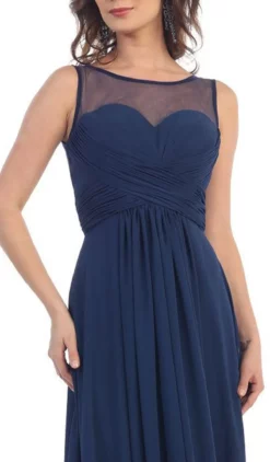 May Queen - MQ1266B Laced-Up Illusion Neck A-Line Prom Dress -Hot Sale WEDDING Store may queen mq1266b laced up illusion neck a line prom dress bridesmaid dresses 5658261848121