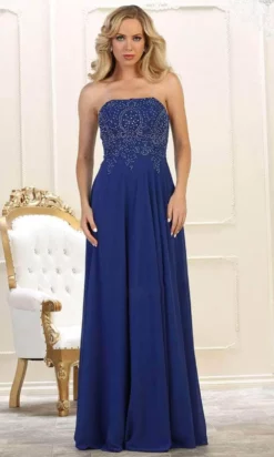 May Queen - MQ1277B Delicate Lace Strapless Corset Prom Gown -Hot Sale WEDDING Store may queen mq1277b delicate lace strapless corset prom gown special occasion dress 22 navy 31053373603923