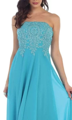 May Queen - MQ1277B Delicate Lace Strapless Corset Prom Gown -Hot Sale WEDDING Store may queen mq1277b delicate lace strapless corset prom gown special occasion dress 31053373505619