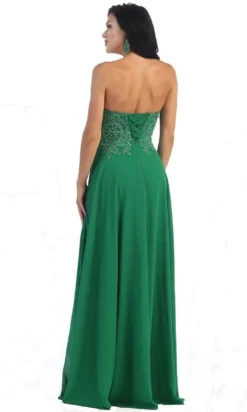 May Queen - MQ1277B Delicate Lace Strapless Corset Prom Gown -Hot Sale WEDDING Store may queen mq1277b delicate lace strapless corset prom gown special occasion dress 31053373702227